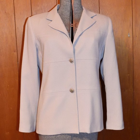 Vintage Alfred Dunner Women's Beige Wool Blazer Petite Size 6 6P Made in USA - Picture 1 of 15